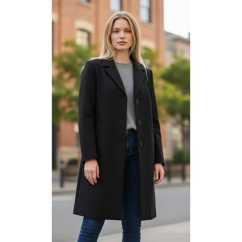 Oversized Black Minimalist Coat‎ Jacket Women's XL Tailored Lightweight Layer
